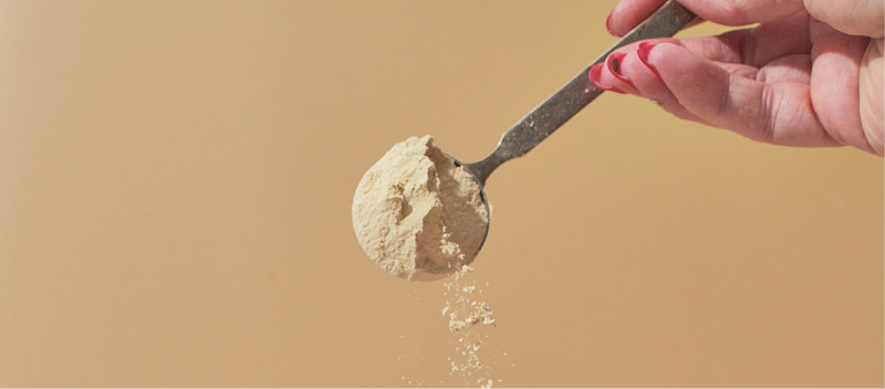 A white powder in a measuring device.